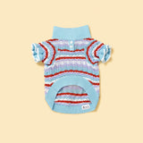 Ocean Blue Ruffle Crochet Short Sleeve Polo Shirt