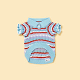 Ocean Blue Ruffle Crochet Short Sleeve Polo Shirt